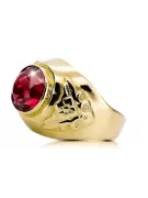 Ring Rubinrot 14 Karat Gelbgold Vintage Schmuck vrc078y
